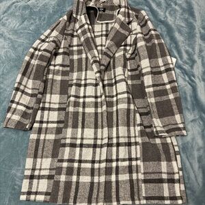 Ardene Gray Plaid Trench Coat
